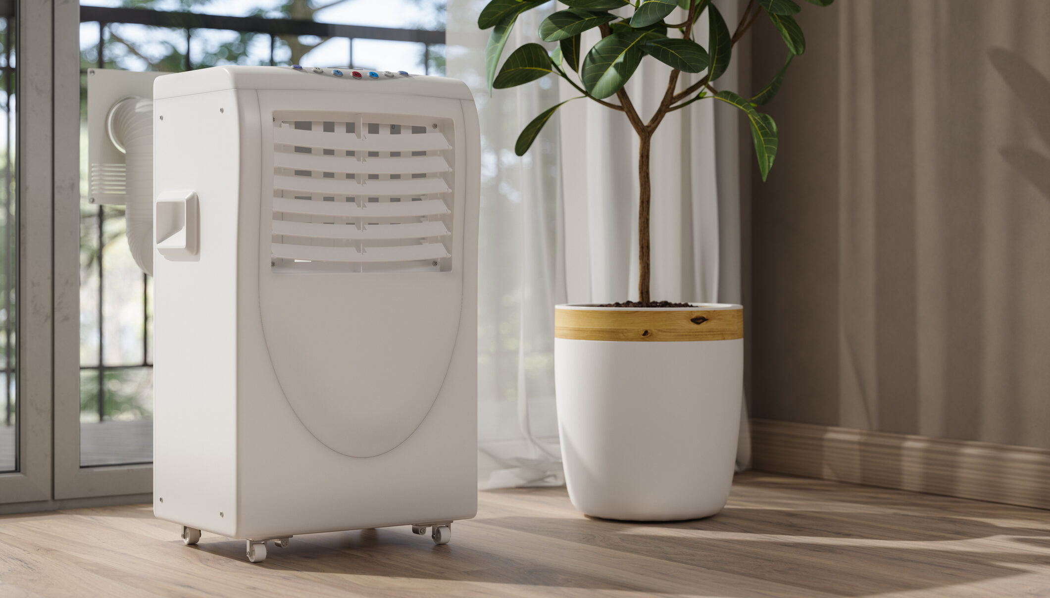 Close-up View Of Portable Air Conditioner In The Room